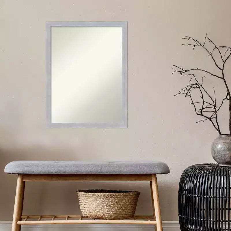 Specchio da parete per bagno stretto, non bisellato, in nichel spazzolato, 20"x26"