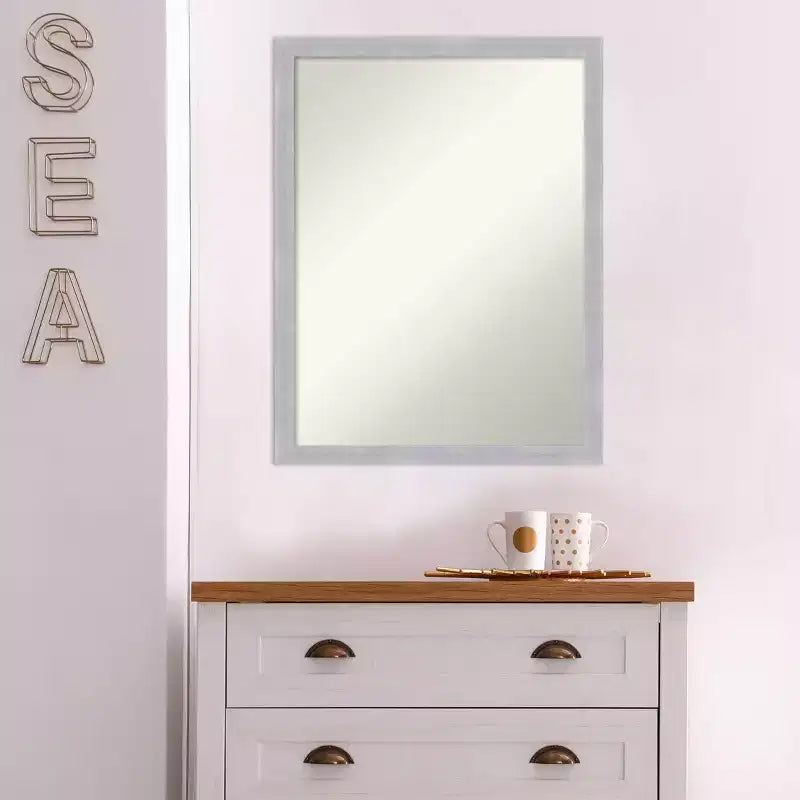 Specchio da parete per bagno stretto, non bisellato, in nichel spazzolato, 20"x26"