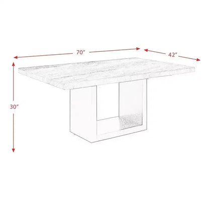 Tavolo da pranzo altezza standard effetto marmo – Bianco, 6 posti, MDF e impiallacciatura in legno