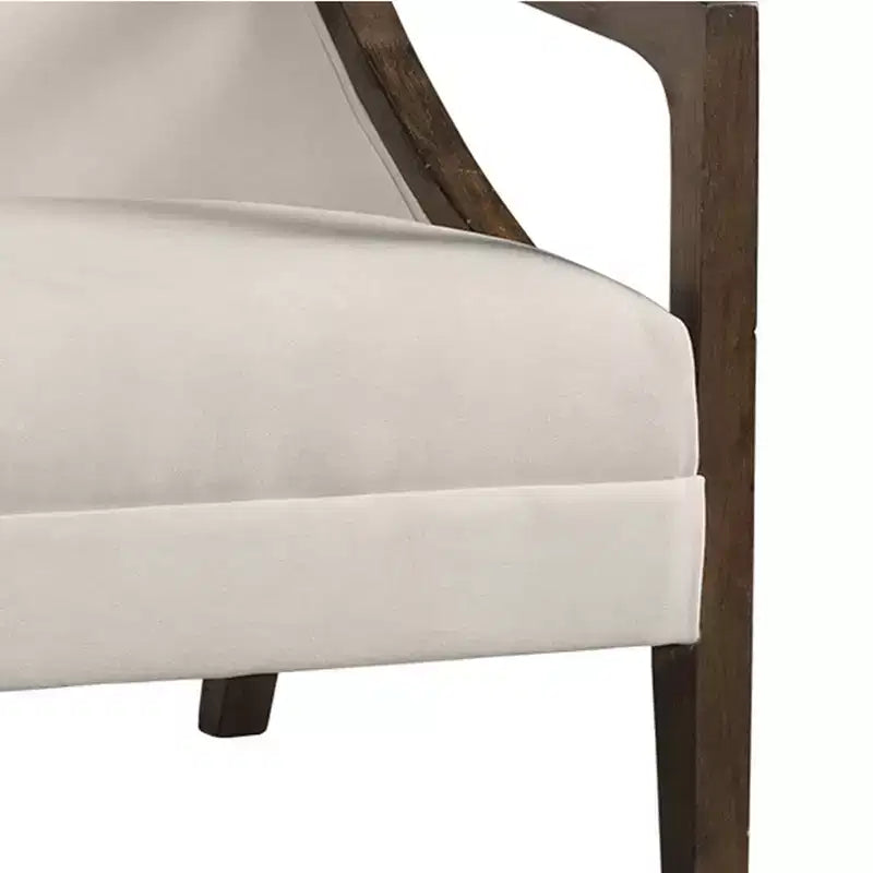 Poltrona imbottita con struttura in legno marrone – Sedia da soggiorno