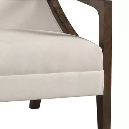 Poltrona imbottita con struttura in legno marrone – Sedia da soggiorno