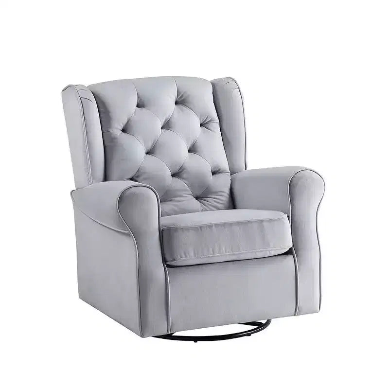 Zeger 35" Accent Chairs Gray Fabric - Acme Furniture: Swivel, Cotton, Wood & Metal Frame