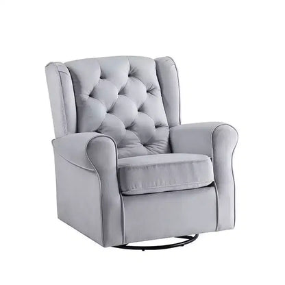 Zeger 35" Accent Chairs Gray Fabric - Acme Furniture: Swivel, Cotton, Wood & Metal Frame