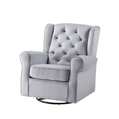 Poltrona girevole da 35" – Tessuto in cotone grigio, struttura in legno e metallo