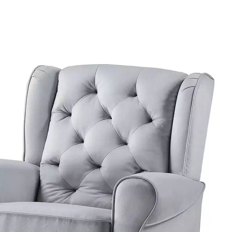 Poltrona girevole da 35" – Tessuto in cotone grigio, struttura in legno e metallo