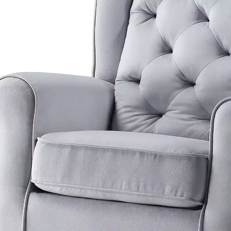 Poltrona girevole da 35" – Tessuto in cotone grigio, struttura in legno e metallo