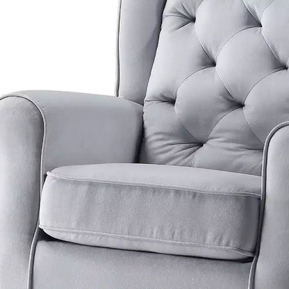 Poltrona girevole da 35" – Tessuto in cotone grigio, struttura in legno e metallo