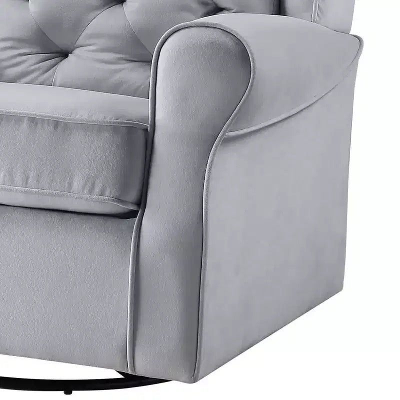 Poltrona girevole da 35" – Tessuto in cotone grigio, struttura in legno e metallo