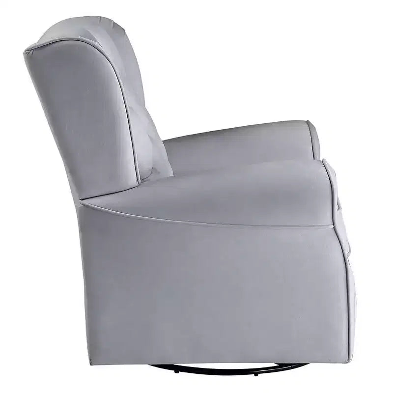 Poltrona girevole da 35" – Tessuto in cotone grigio, struttura in legno e metallo