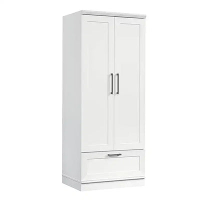 Homeplus Wardrobe Soft White - Sauder: MDF Construction, 2-Door Armoire Dresser with Drawers & Metal Hardware