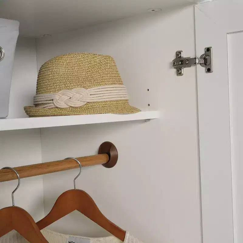 Guardaroba armadio a 2 ante con cassetti – Bianco tenue, MDF con ferramenta in metallo