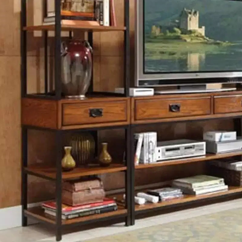 Mobile TV con librerie e vetrinetta Modern Craftsman – Quercia, adatto per TV da 60"