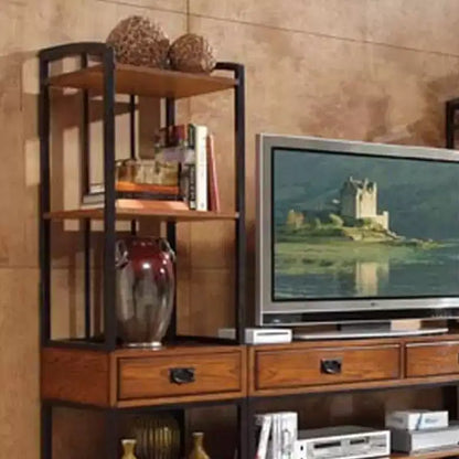 Mobile TV con librerie e vetrinetta Modern Craftsman – Quercia, adatto per TV da 60"