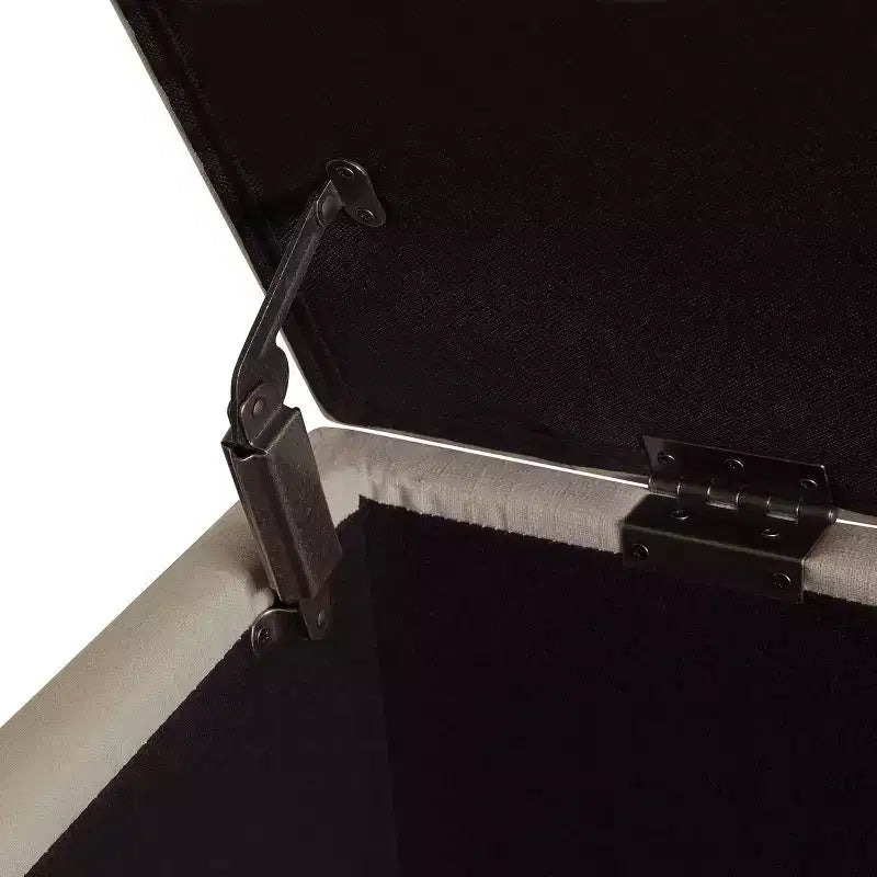 Panca contenitore trapuntata – Panna, Stile Moderno di Metà Secolo, Poliestere e Struttura in Legno