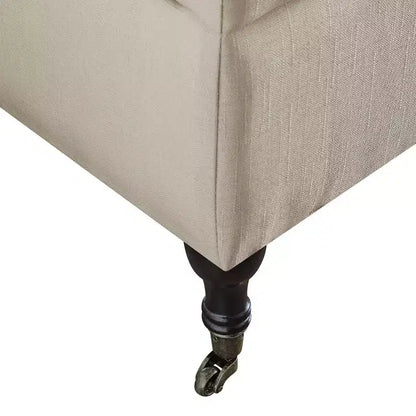 Panca contenitore trapuntata – Panna, Stile Moderno di Metà Secolo, Poliestere e Struttura in Legno