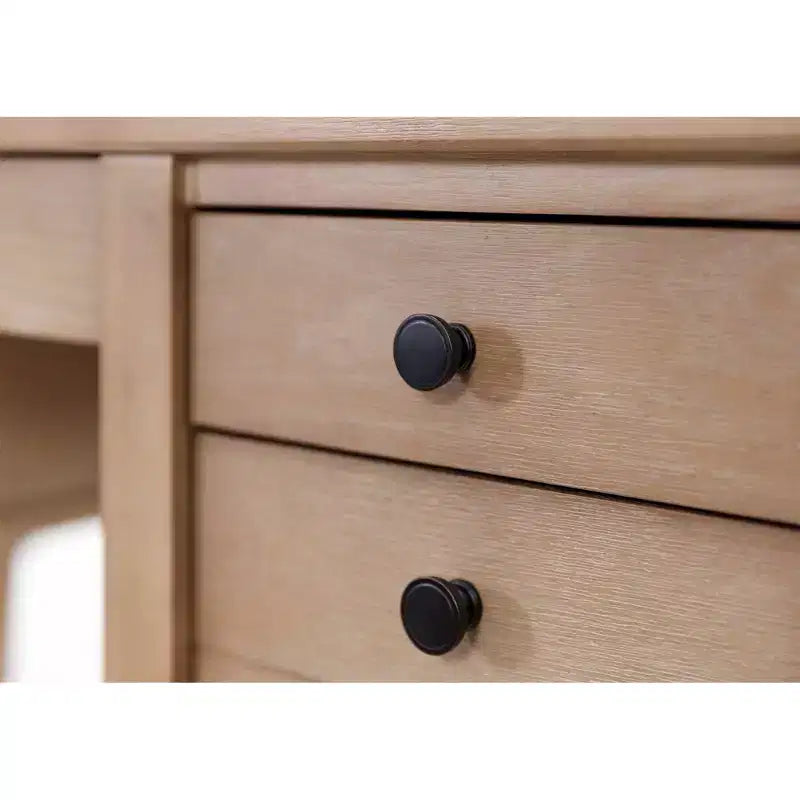 Scrivania direzionale moderna in legno con mezza base e cassetto multiuso – Marrone chiaro