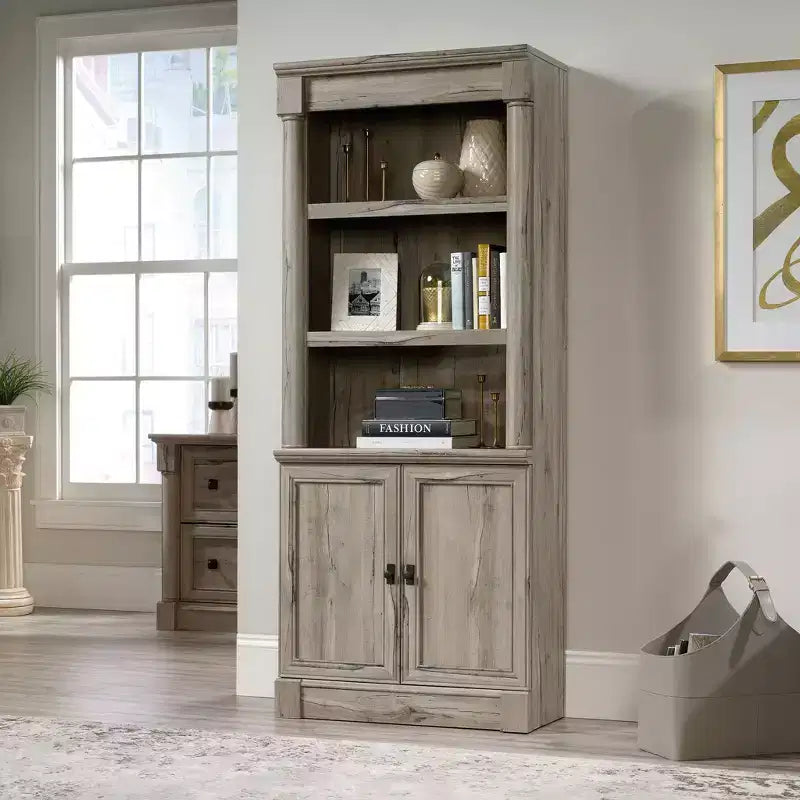 Libreria da 72" con Ante – Rovere Spaccato, 3 Ripiani Regolabili