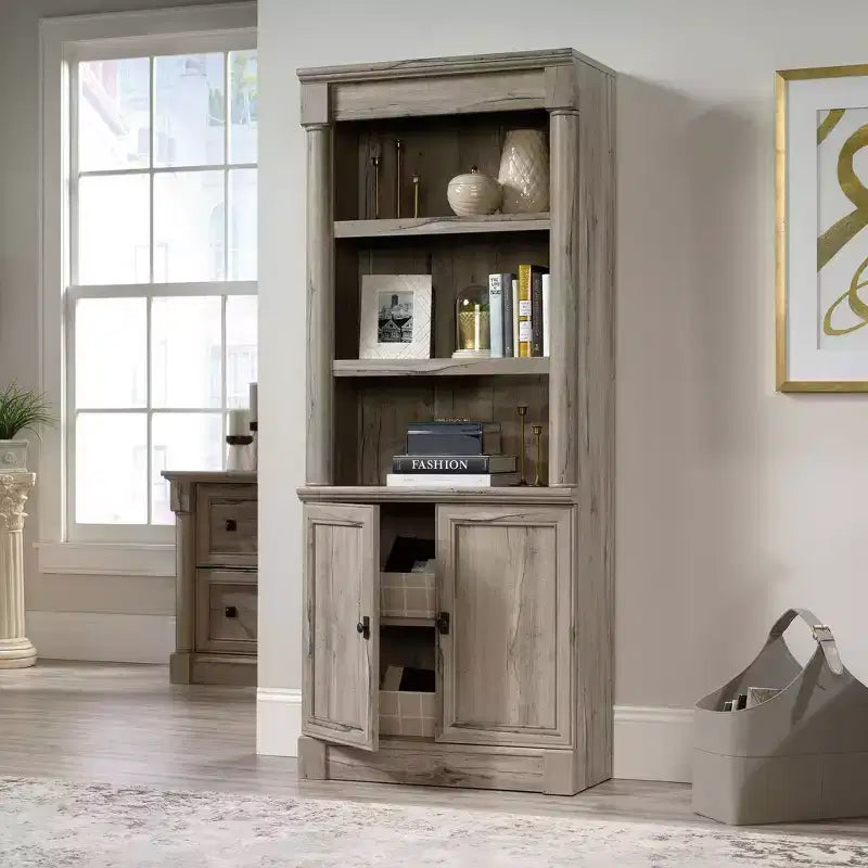 Libreria da 72" con Ante – Rovere Spaccato, 3 Ripiani Regolabili