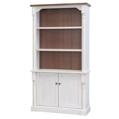 78" Durham 3 Shelf Bookcase with Lower Doors White - Martin Furniture: Cottage Style, Metal Hardware