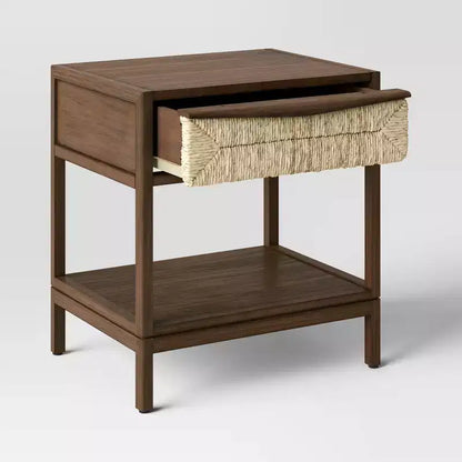 Tavolino laterale in composito di legno con cassetto e mobiletto decorativo