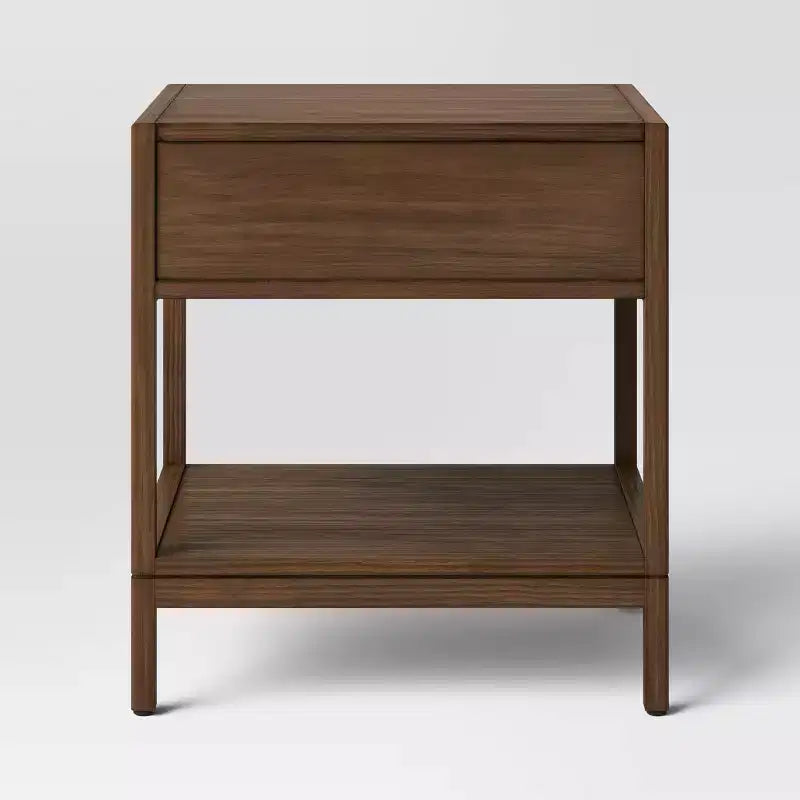 Tavolino laterale in composito di legno con cassetto e mobiletto decorativo