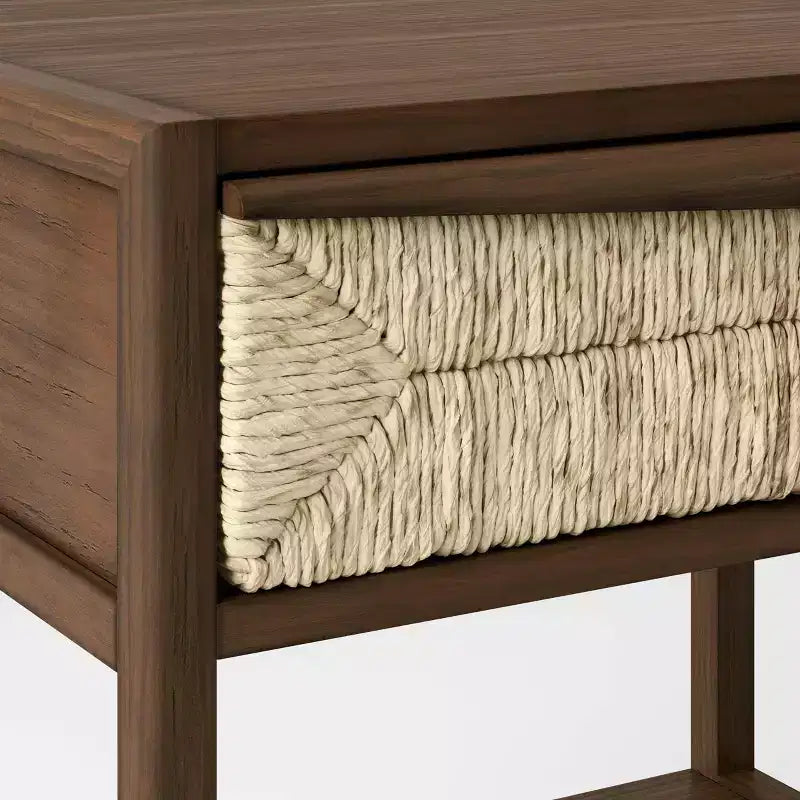 Tavolino laterale in composito di legno con cassetto e mobiletto decorativo