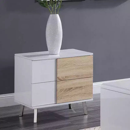 Tavolino d'appoggio rettangolare moderno da 22" – Bianco lucido con cassetto portaoggetti