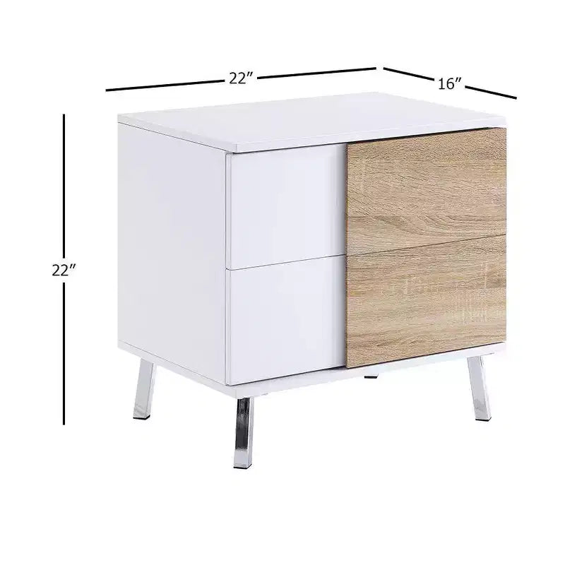 Tavolino d'appoggio rettangolare moderno da 22" – Bianco lucido con cassetto portaoggetti
