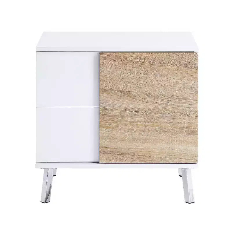 Tavolino d'appoggio rettangolare moderno da 22" – Bianco lucido con cassetto portaoggetti