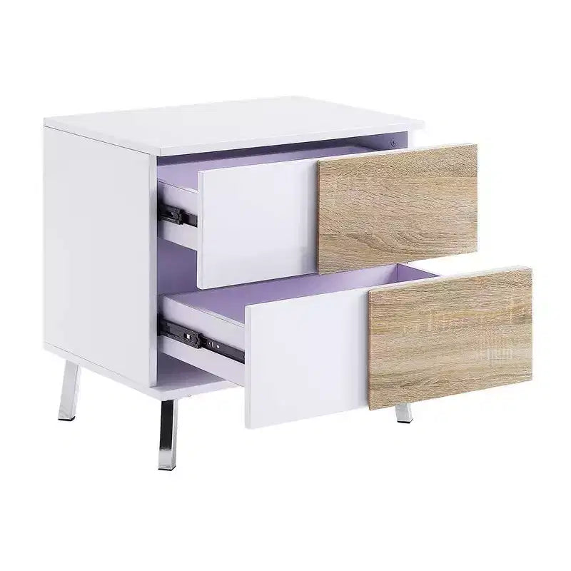 Tavolino d'appoggio rettangolare moderno da 22" – Bianco lucido con cassetto portaoggetti