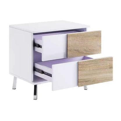 Tavolino d'appoggio rettangolare moderno da 22" – Bianco lucido con cassetto portaoggetti