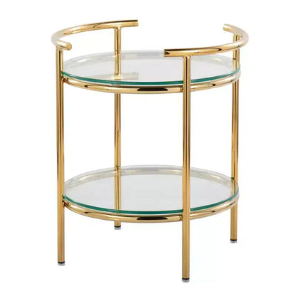 Tavolino ovale a livelli Art Déco – Oro e vetro trasparente, altezza 56 cm