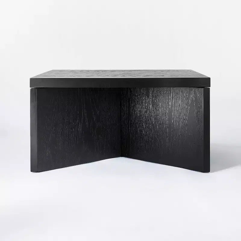 Tavolino quadrato in legno – Nero, design moderno con gambe incrociate