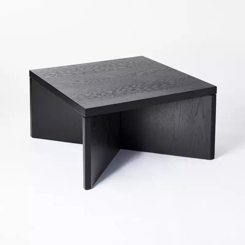 Tavolino quadrato in legno – Nero, design moderno con gambe incrociate