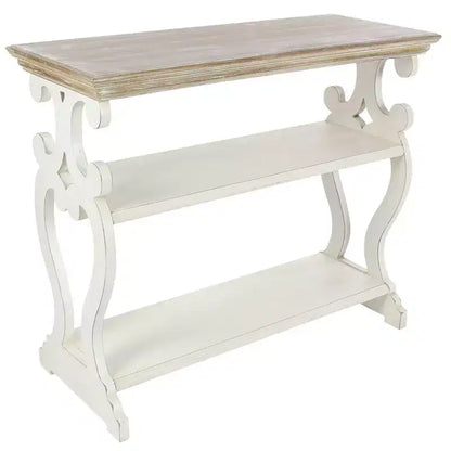 Farmhouse Wood Console Table Off White - Olivia & May: 2-Shelf Design, Tall Profile