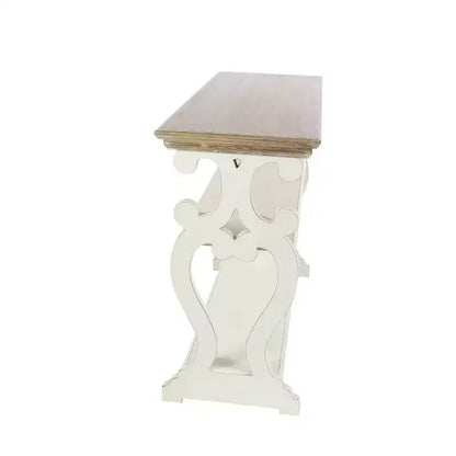 Consolle in legno stile rustico con 2 ripiani – Bianco sporco, alta