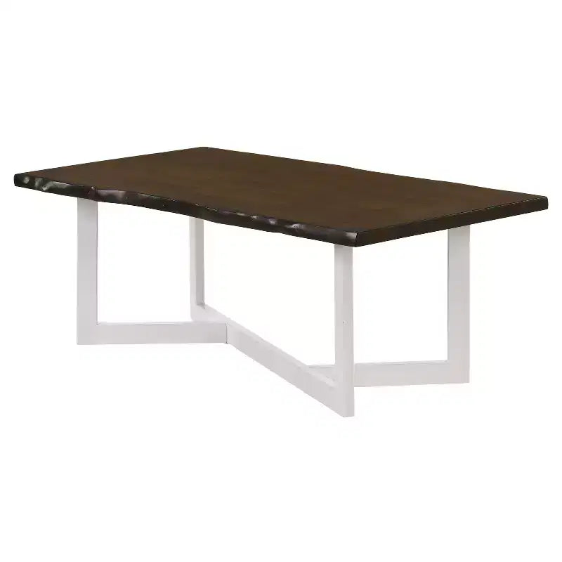 Tavolino da Caffè e Tavolino d'Appoggio in Quercia con Bordo Naturale e Base Geometrica in Metallo – 2 Pezzi