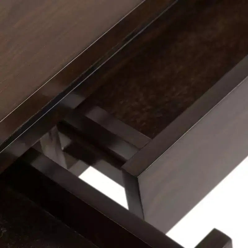 Tavolino da caffè da 42" – Pino massiccio marrone mogano con 2 cassetti