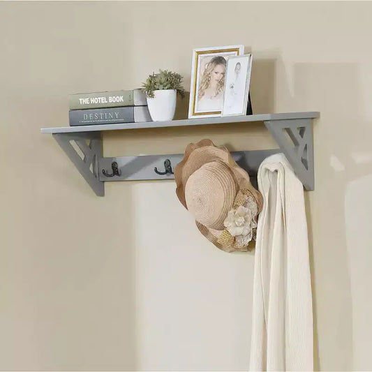 Appendiabiti da parete da 90 cm con mensola – Grigio