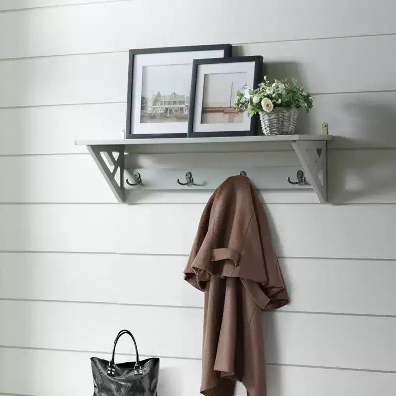 Appendiabiti da parete da 90 cm con mensola – Grigio