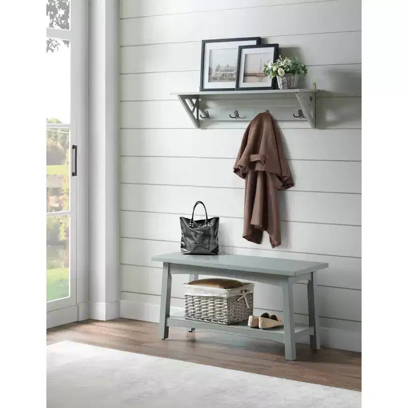 Appendiabiti da parete da 90 cm con mensola – Grigio
