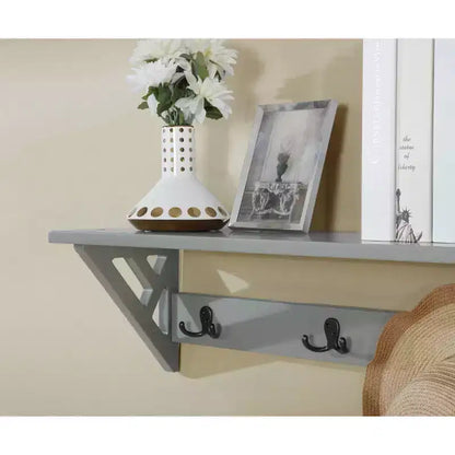 Appendiabiti da parete da 90 cm con mensola – Grigio