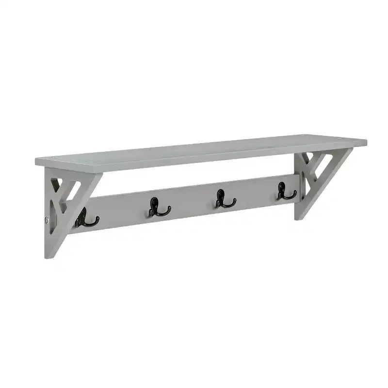 Appendiabiti da parete da 90 cm con mensola – Grigio