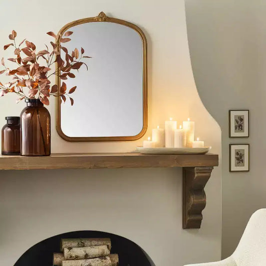 Specchio da parete decorativo in legno intagliato 61x81 cm – Finitura naturale