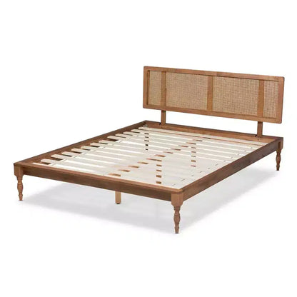 Letto a piattaforma in legno – Finitura noce frassino, Struttura letto moderna a profilo basso