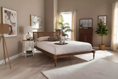 Letto a piattaforma in legno – Finitura noce frassino, Struttura letto moderna a profilo basso