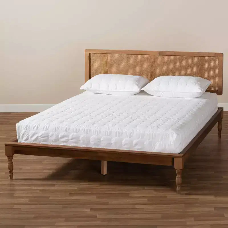 Letto a piattaforma in legno – Finitura noce frassino, Struttura letto moderna a profilo basso