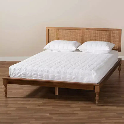 Letto a piattaforma in legno – Finitura noce frassino, Struttura letto moderna a profilo basso