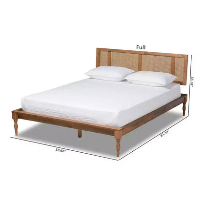 Letto a piattaforma in legno – Finitura noce frassino, Struttura letto moderna a profilo basso
