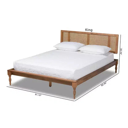 Letto a piattaforma in legno – Finitura noce frassino, Struttura letto moderna a profilo basso